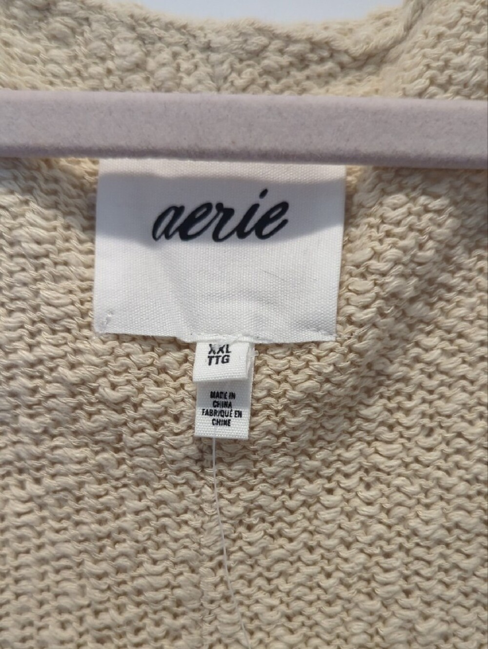 NWT aerie Beige Lightweight Knit V-Neck Pullover Size XXL - Picture 2 of 6